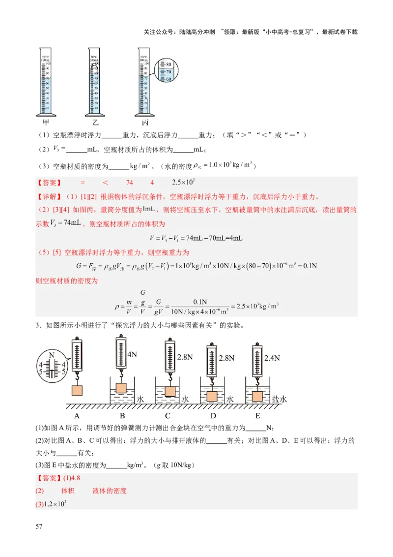 专题04密度、压强和浮力（讲练）（解析版）_02中考总复习（2026版更新中）_04-物理-中考总复习_2025年中考复习资料_2025中考二轮课件ppt+讲义+练习物理_讲义+练习