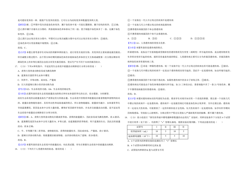 2009年江苏省高考生物试卷解析版_全国卷+地方卷_6.生物_1.生物高考真题试卷_2008-2020年_地方卷_江苏高考生物07-20_A3word版