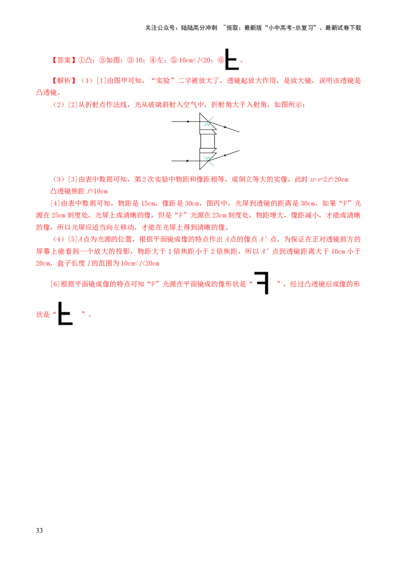 专题03透镜及其应用（练习）（解析版）_02中考总复习（2026版更新中）_04-物理-中考总复习_2024年中考复习资料_一轮复习_课件+讲义+练习2024年中考物理一轮复习讲练测（全国通用）