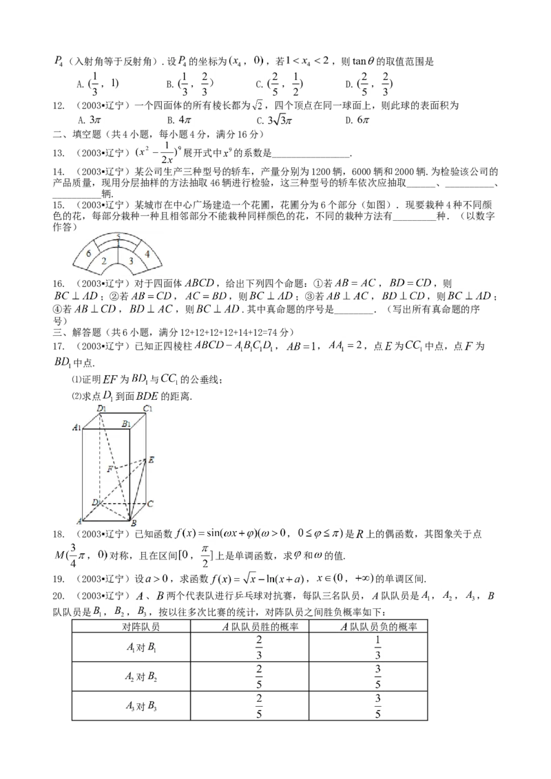 2003年辽宁高考数学真题及答案_全国卷+地方卷_2.数学_1.数学高考真题试卷_1990-2007年各地高考历年真题_辽宁