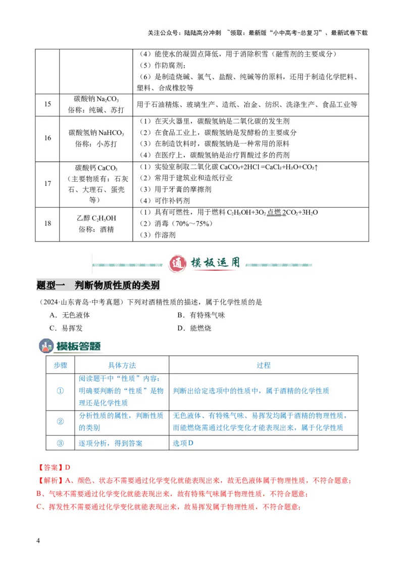 专题02物质的性质和用途（解析版）_02中考总复习（2026版更新中）_05-化学-中考总复习_2025年中考复习资料_2025年中考化学答题方法模板