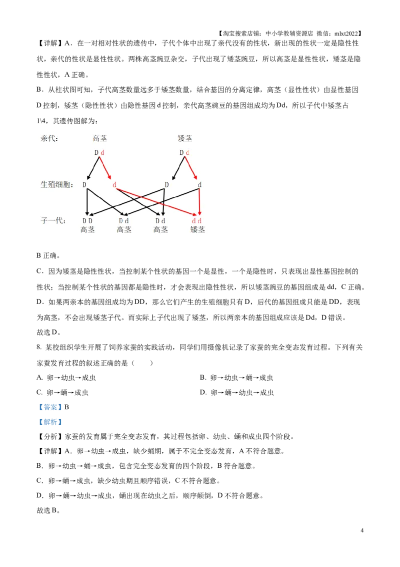 精品解析：2025年江苏省连云港市中考生物真题（解析版）_江苏省中考_01江苏省13市中考历年真题2008-2025新_、中考全套_江苏省中考历年真题_江苏省中考2025合集_江苏省生物2025