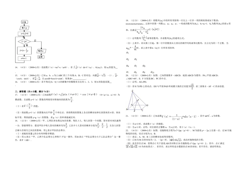 2008年高考真题数学理（山东卷）（解析版）_全国卷+地方卷_2.数学_1.数学高考真题试卷_2008-2020年_地方卷_山东高考数学08-22_A3版