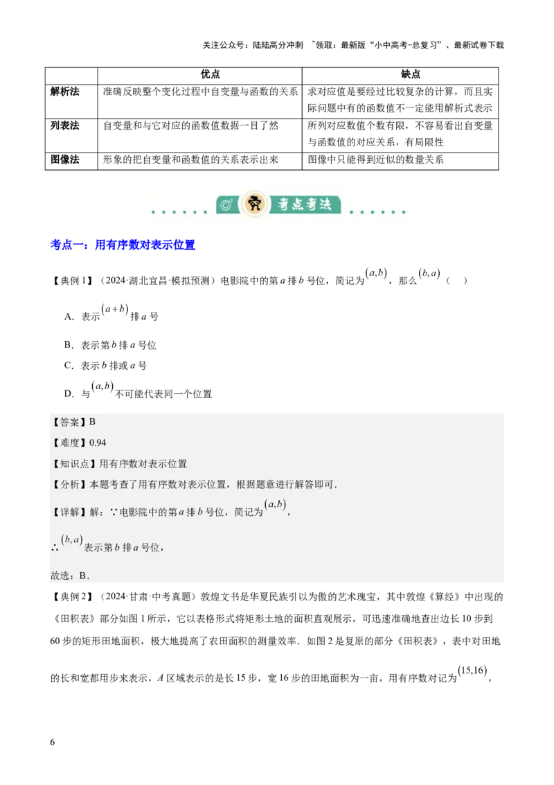 专题03平面直角坐标系与函数（4大模块知识梳理+9个考点+3个易错点）解析版_02中考总复习（2026版更新中）_02-数学-中考总复习_2025中考复习资料_2025年中考数学一轮知识梳理