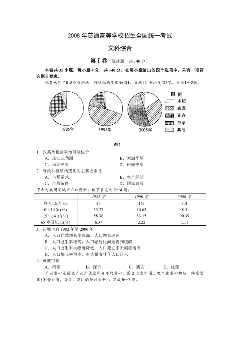 2008年浙江省高考地理（解析版）_全国卷+地方卷_8.地理_1.地理高考真题试卷_2008-2020年_地方卷_浙江高考地理08-21_A4word版_PDF版（赠送）
