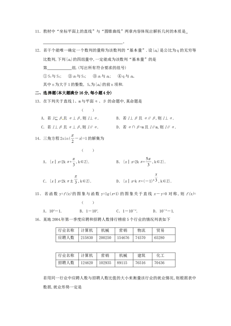 2004年上海高考数学真题（文科）试卷（答案版）_全国卷+地方卷_2.数学_1.数学高考真题试卷_2008-2020年_地方卷_上海高考数学真题02-21