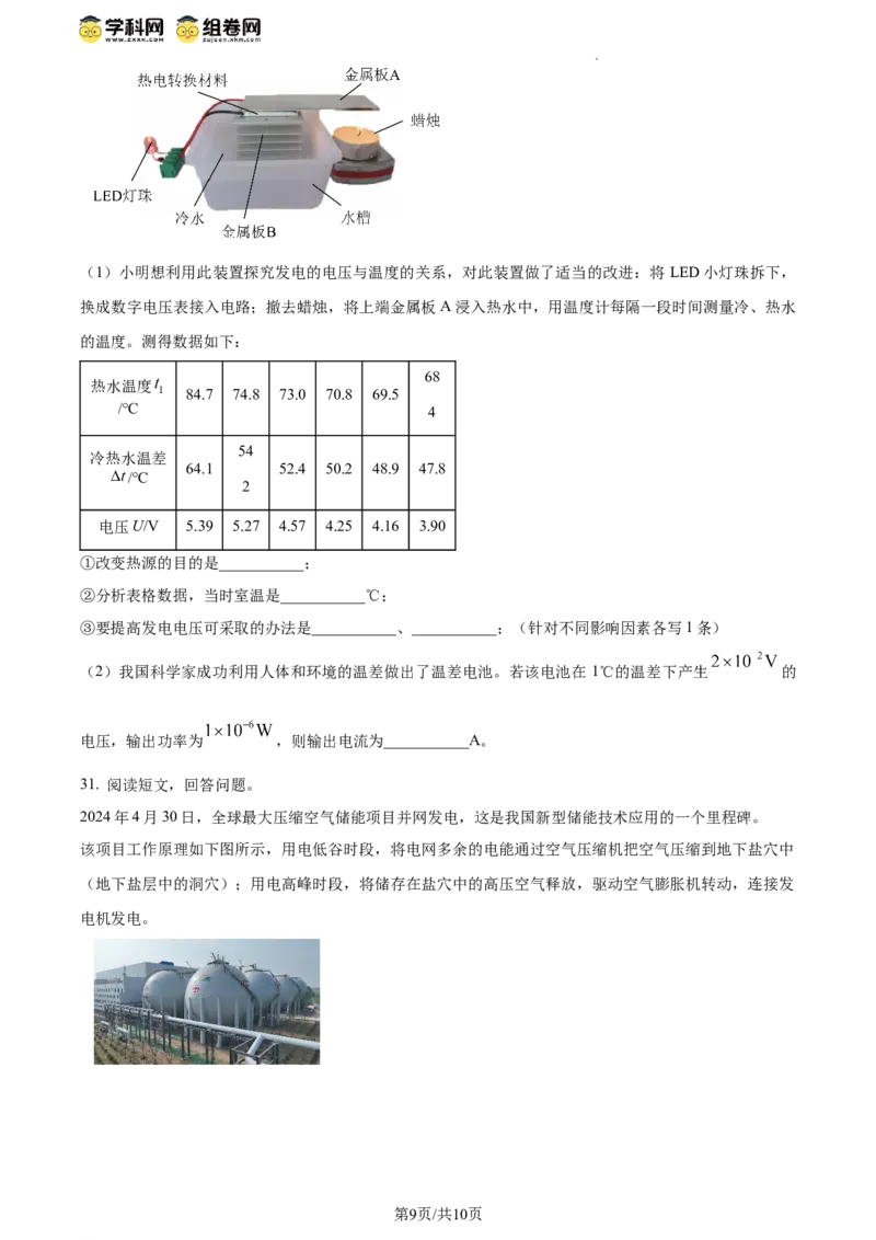 精品解析：2024年江苏省扬州市中考物理真题（原卷版）_江苏省中考_01江苏省13市中考历年真题2008-2025新_、中考全套_江苏省中考历年真题_江苏省中考物理2008-2024