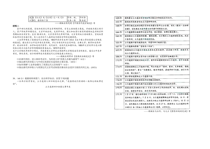 2008年浙江省高考历史（原卷版）_全国卷+地方卷_7.历史_1.历史高考真题试卷_2008-2020年_地方卷_浙江高考历史08-21_A3word版_PDF版（赠送）