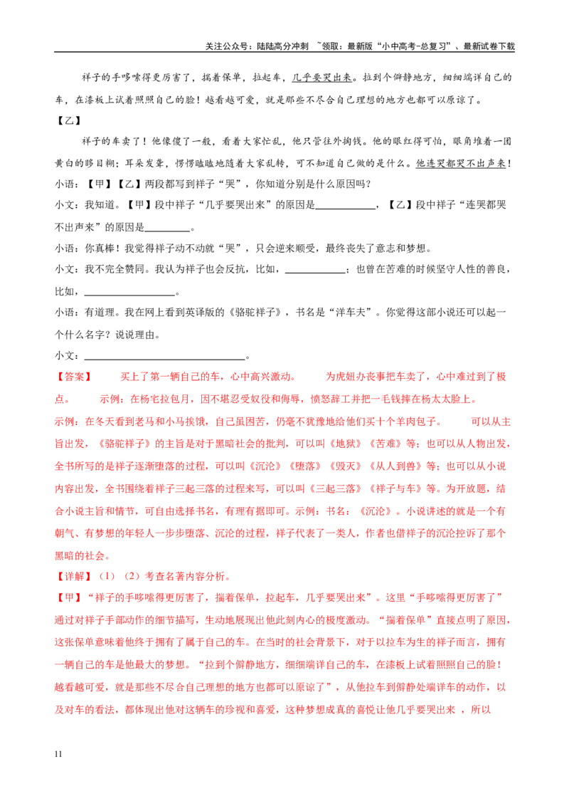 专题03《骆驼祥子》-2025年中考语文名著导读分层闯关训练（解析版）_02中考总复习（2026版更新中）_01-语文-中考总复习_2025年中考资料_2025年中考语文名著导读分层闯关训练