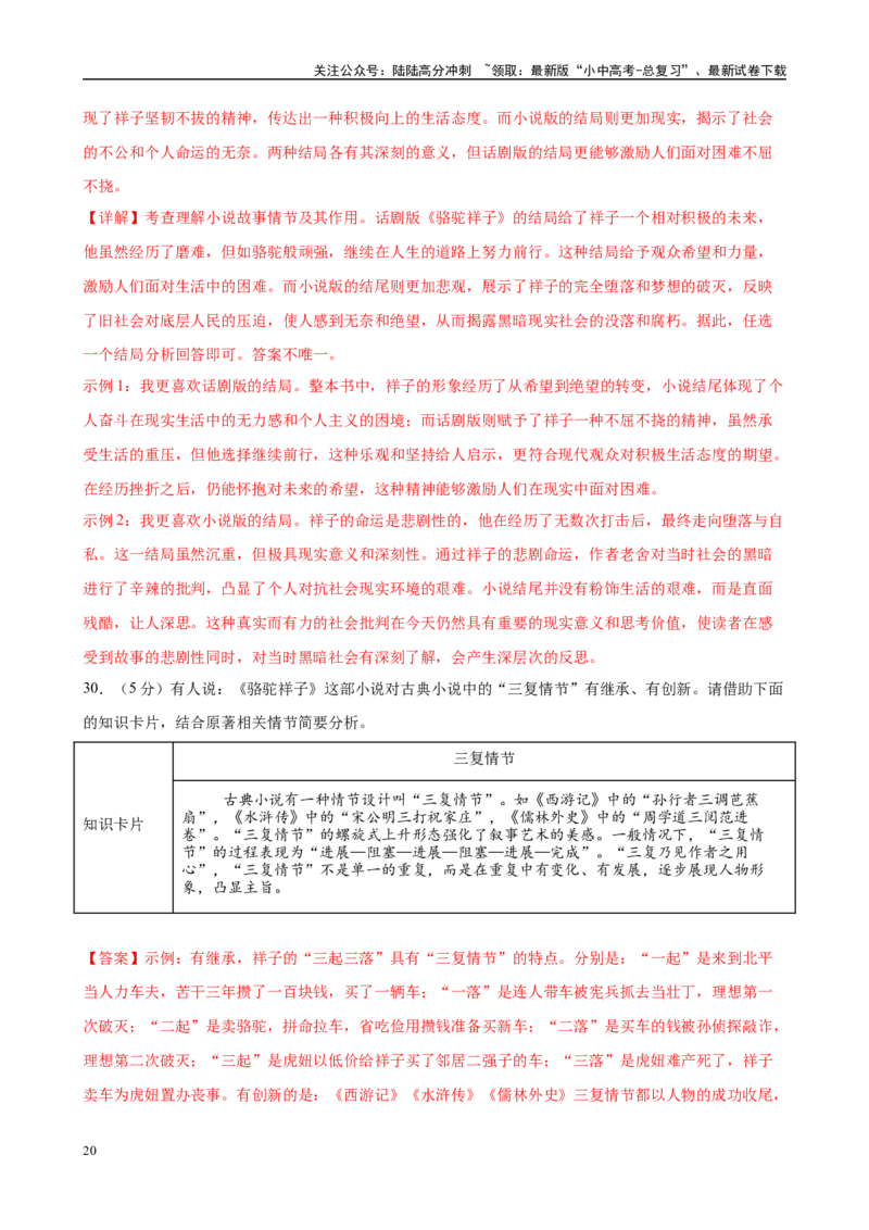 专题03《骆驼祥子》-2025年中考语文名著导读分层闯关训练（解析版）_02中考总复习（2026版更新中）_01-语文-中考总复习_2025年中考资料_2025年中考语文名著导读分层闯关训练