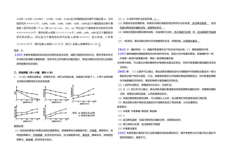 2009年全国统一高考生物试卷（全国卷Ⅰ）（解析版）_全国卷+地方卷_6.生物_1.生物高考真题试卷_2008-2020年_全国卷_全国统一高考生物（新课标ⅰ）08-21_A3word版