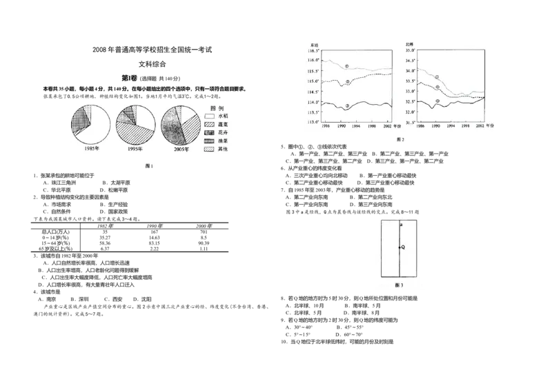 2008年浙江省高考地理（解析版）_全国卷+地方卷_8.地理_1.地理高考真题试卷_2008-2020年_地方卷_浙江高考地理08-21_A3word版