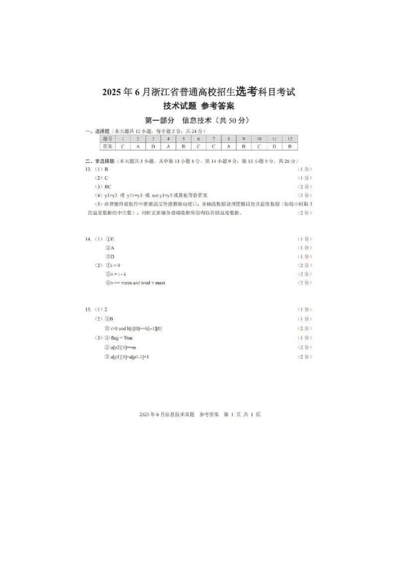 浙江选科_2025全国各省高考真题+答案_29、浙江卷（物理、政治、化学、历史、生物、地理）