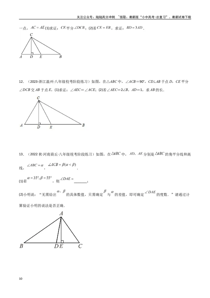 专题04三角形中的倒角模型-高分线模型、双（三）垂直模型（原卷版）_02中考总复习（2026版更新中）_02-数学-中考总复习_2024年中考复习资料_专项复习资料