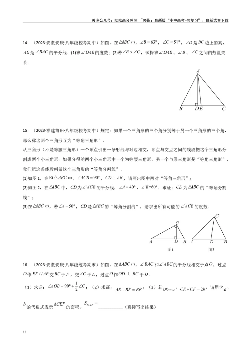 专题04三角形中的倒角模型-高分线模型、双（三）垂直模型（原卷版）_02中考总复习（2026版更新中）_02-数学-中考总复习_2024年中考复习资料_专项复习资料