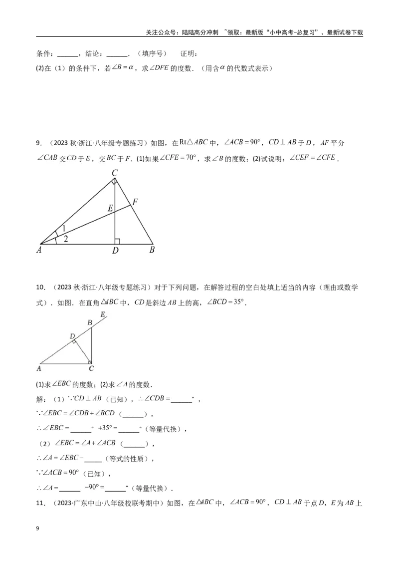 专题04三角形中的倒角模型-高分线模型、双（三）垂直模型（原卷版）_02中考总复习（2026版更新中）_02-数学-中考总复习_2024年中考复习资料_专项复习资料