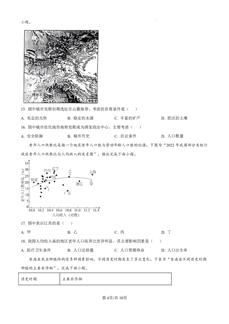 2025年江苏高考地理真题_2025全国各省高考真题+答案_6、江苏卷（物理、历史、化学、地理、政治、生物）