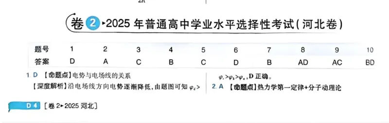 物理答案_2025全国各省高考真题+答案_10、河北卷（物理、历史、化学、地理、政治、生物）_2025年河北高考真题物理