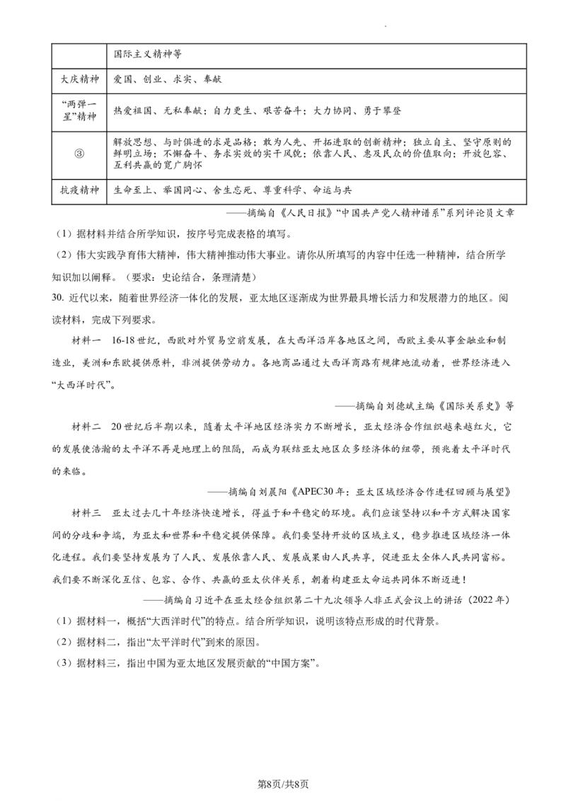 精品解析：2023年江苏省苏州市中考历史真题（原卷版）_江苏省中考_01江苏省13市中考历年真题2008-2025新_、中考全套_江苏省中考历年真题_江苏省中考历史2008-2024