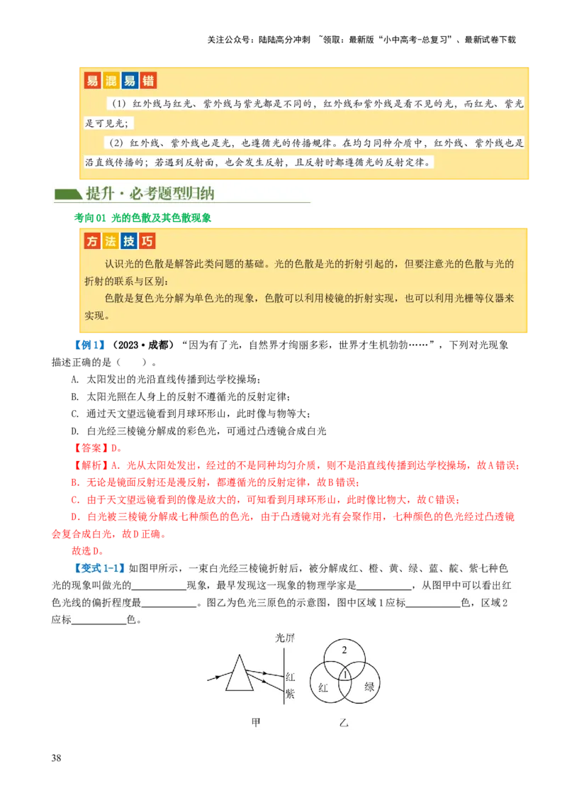 专题02光现象（讲义）（解析版）_02中考总复习（2026版更新中）_04-物理-中考总复习_2024年中考复习资料_一轮复习_课件+讲义+练习2024年中考物理一轮复习讲练测（全国通用）