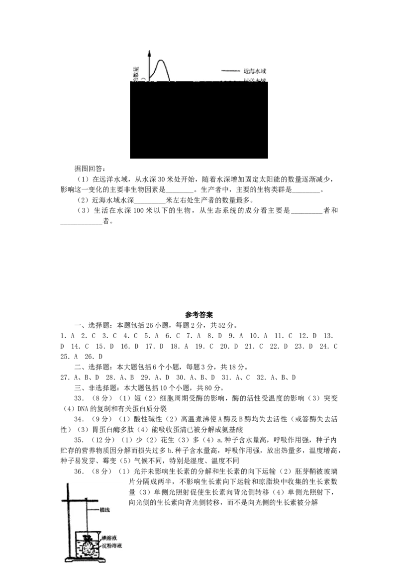 2002年河南高考生物真题及答案_全国卷+地方卷_6.生物_1.生物高考真题试卷_1990-2007年各地高考历年真题_河南