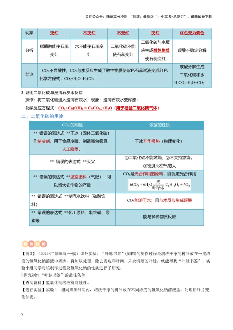 专题03碳和碳的氧化物（原卷版）_02中考总复习（2026版更新中）_05-化学-中考总复习_2024年中考复习资料_一轮复习资料_完口袋书2024年中考化学一轮复习知识清单