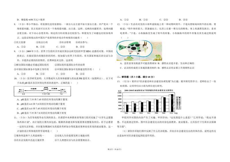 2009年北京市高考政治试卷（解析版）_全国卷+地方卷_9.政治_1.政治高考真题试卷_2008-2020年_地方卷_北京高考政治08-21_A3word版_PDF版（赠送）