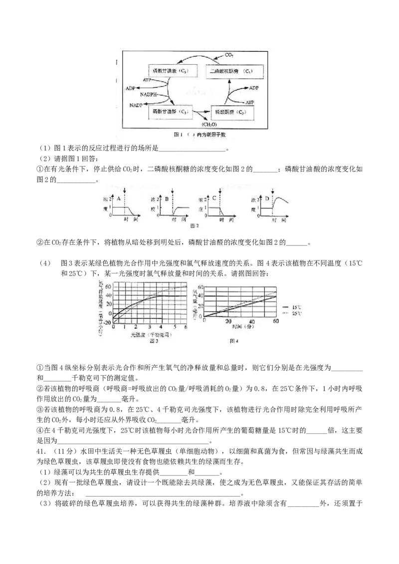 2004年上海高考生物真题及答案_全国卷+地方卷_6.生物_1.生物高考真题试卷_1990-2007年各地高考历年真题_上海