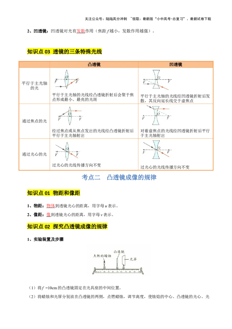 专题03透镜及其应用（4大模块知识清单+4个易混易错+3种方法技巧+典例真题精析）（解析版）_02中考总复习（2026版更新中）_04-物理-中考总复习_2025年中考复习资料
