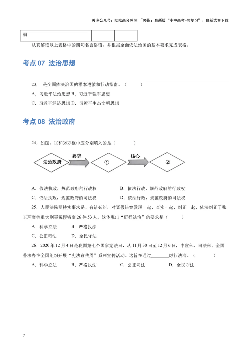 专题02民主与法治（练习）（原卷版）_02中考总复习（2026版更新中）_07-道法-中考总复习_2024年中考复习资料_一轮复习_2024年中考道德与法治一轮复习讲练测（全国通用）