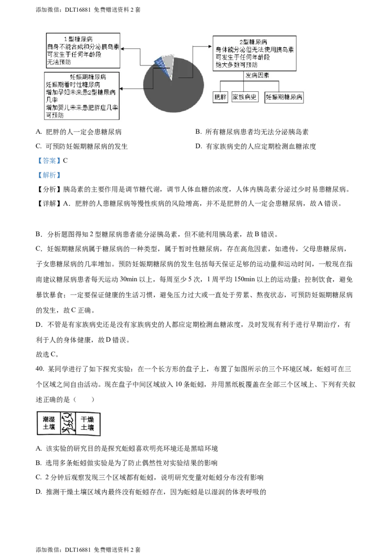 精品解析：2022年江苏省苏州市中考生物真题（解析版）_江苏省中考_01江苏省13市中考历年真题2008-2025新_、中考全套_江苏省中考历年真题_江苏中考生物(2010年-2024年）