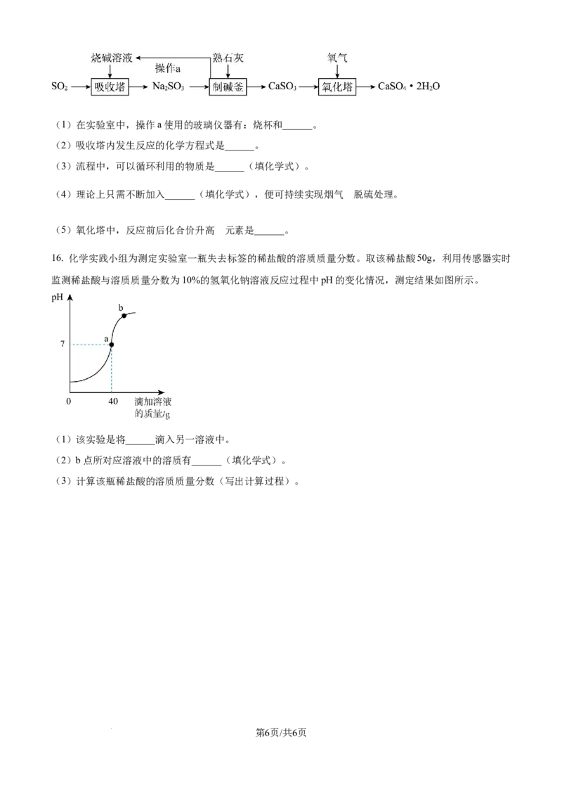 精品解析：2024年江苏省宿迁市中考化学真题（原卷版）_江苏省中考_01江苏省13市中考历年真题2008-2025新_、中考全套_江苏省中考历年真题_江苏省中考化学2008-2024