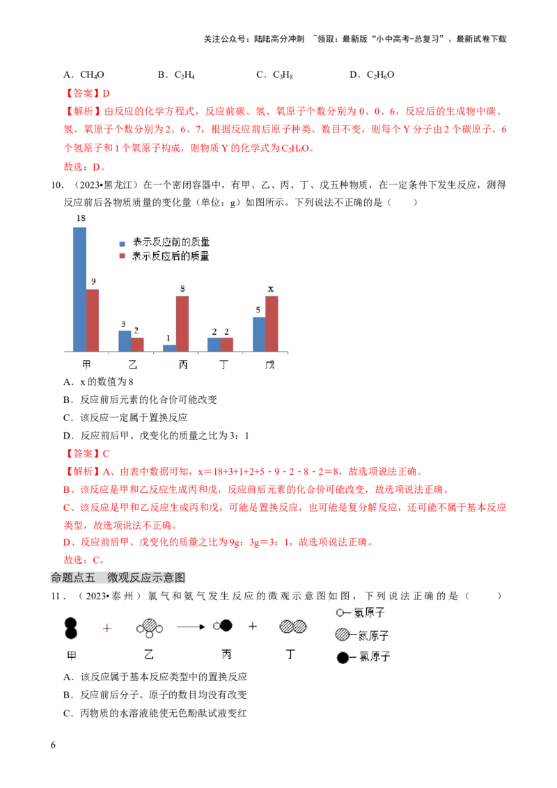 专题03物质的化学变化（解析版）_02中考总复习（2026版更新中）_05-化学-中考总复习_2024年中考复习资料_三轮复习_查漏补缺2024年中考化学复习冲刺过关（全国通用）
