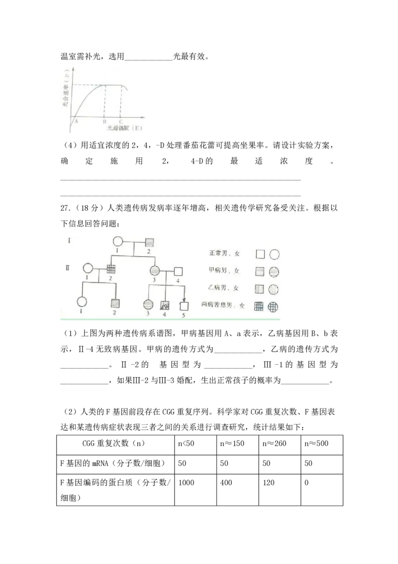 2009年高考真题生物（山东卷）（原卷版）_全国卷+地方卷_6.生物_1.生物高考真题试卷_2008-2020年_地方卷_山东高考生物08-21_山东高考生物_A4版_pdf版