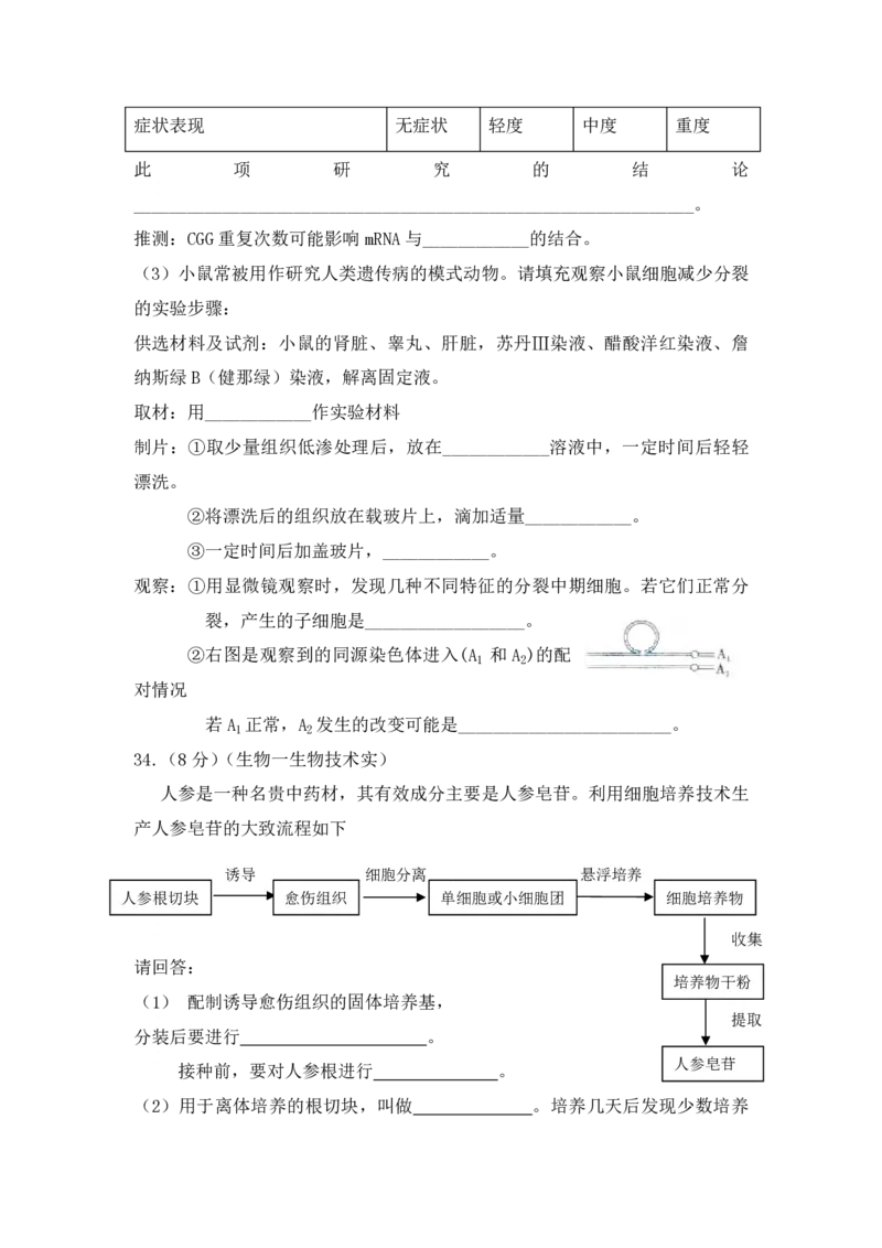 2009年高考真题生物（山东卷）（原卷版）_全国卷+地方卷_6.生物_1.生物高考真题试卷_2008-2020年_地方卷_山东高考生物08-21_山东高考生物_A4版_pdf版