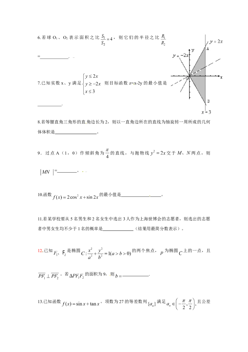 2009年上海高考数学真题（文科）试卷（word解析版）_全国卷+地方卷_2.数学_1.数学高考真题试卷_2008-2020年_地方卷_上海高考数学真题02-21