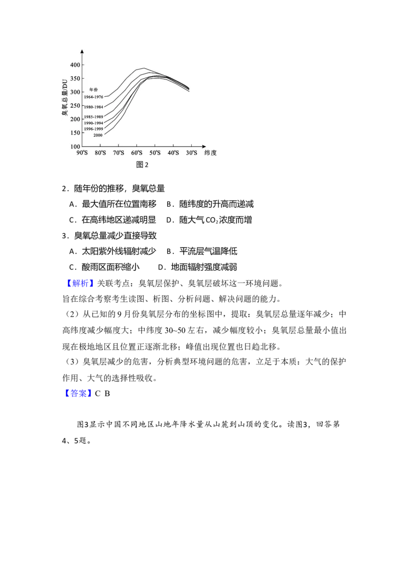 2009年北京市高考地理试卷（解析版）_全国卷+地方卷_8.地理_1.地理高考真题试卷_2008-2020年_地方卷_北京高考地理08-21_A4word版