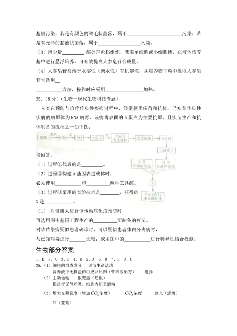 2009年高考真题生物（山东卷）（解析版）_全国卷+地方卷_6.生物_1.生物高考真题试卷_2008-2020年_地方卷_山东高考生物08-21_山东高考生物_A4版_pdf版