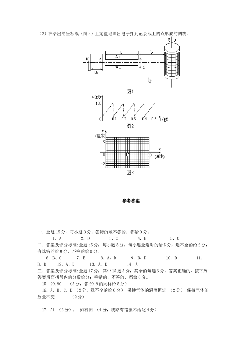 1997年重庆高考物理真题及答案_全国卷+地方卷_4.物理_1.物理高考真题试卷_1990-2007年各地高考历年真题_重庆
