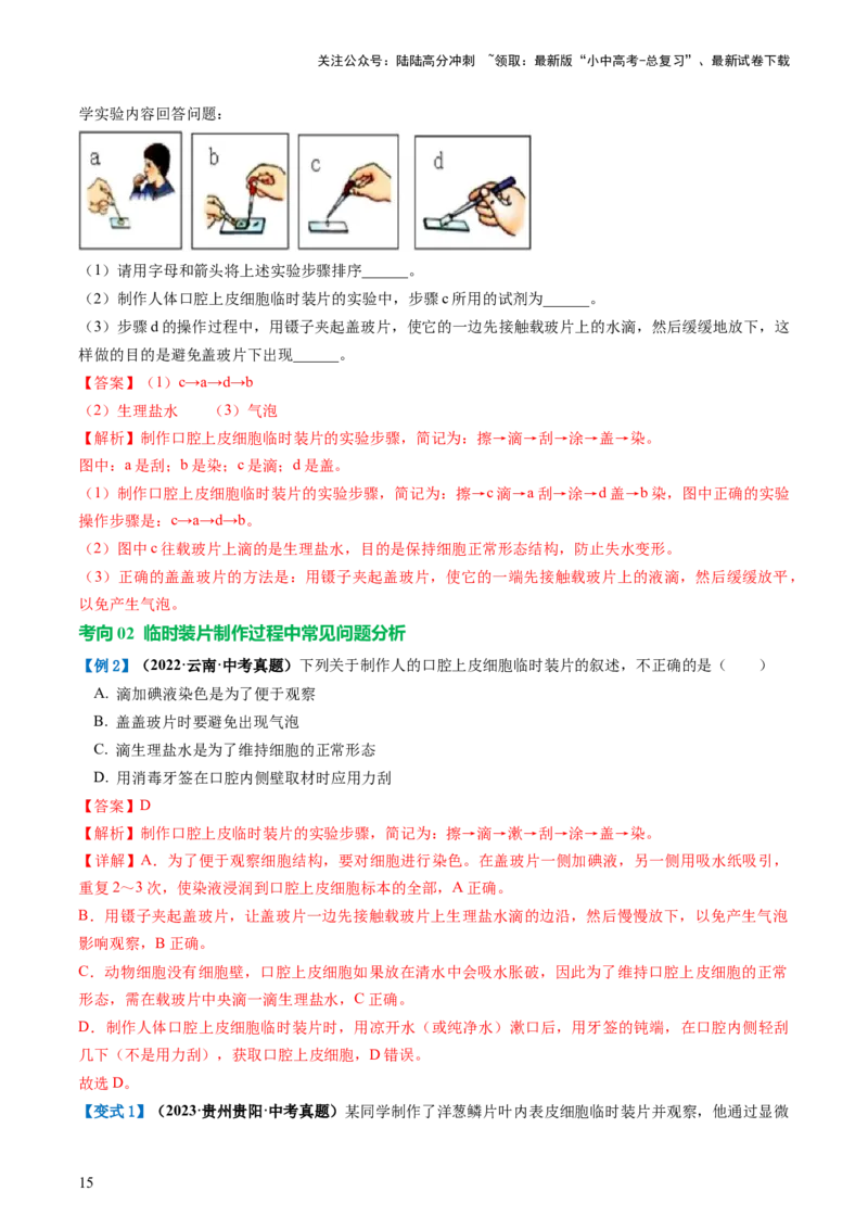 专题02细胞是生命活动的基本单位（讲义）（解析版）_02中考总复习（2026版更新中）_08-生物-中考总复习_2024年中考复习资料_一轮复习_❤2024年中考生物一轮复习讲练测（全国通用）_讲义