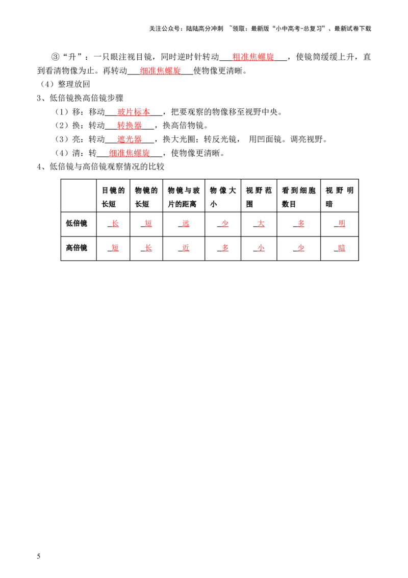 专题02细胞是生命活动的基本单位（讲义）（解析版）_02中考总复习（2026版更新中）_08-生物-中考总复习_2024年中考复习资料_一轮复习_❤2024年中考生物一轮复习讲练测（全国通用）_讲义