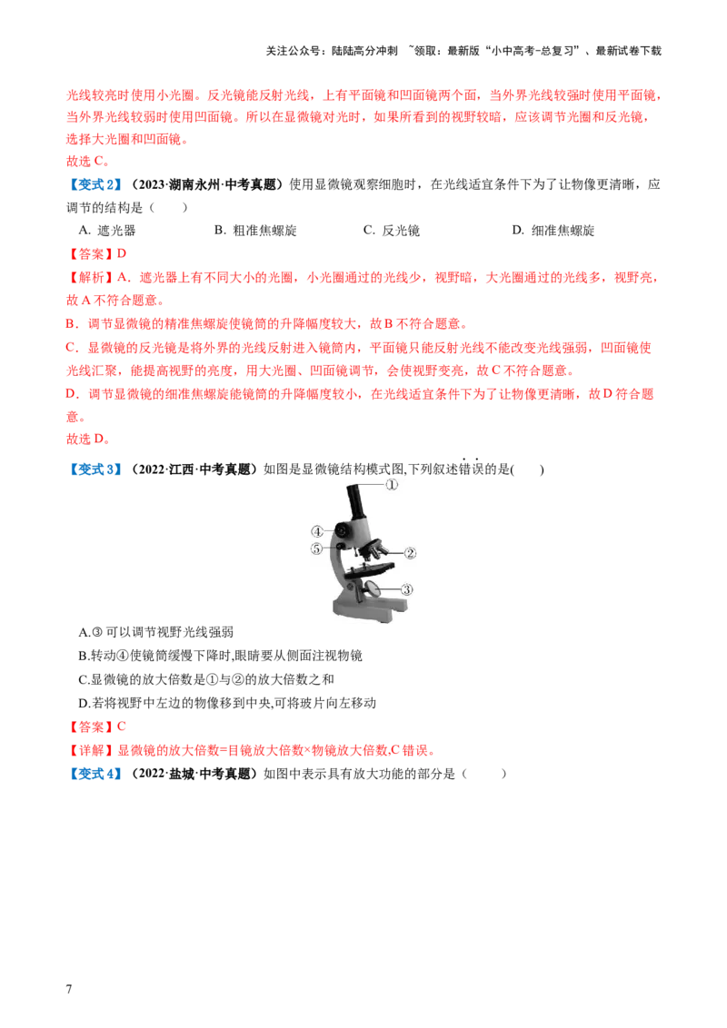 专题02细胞是生命活动的基本单位（讲义）（解析版）_02中考总复习（2026版更新中）_08-生物-中考总复习_2024年中考复习资料_一轮复习_❤2024年中考生物一轮复习讲练测（全国通用）_讲义