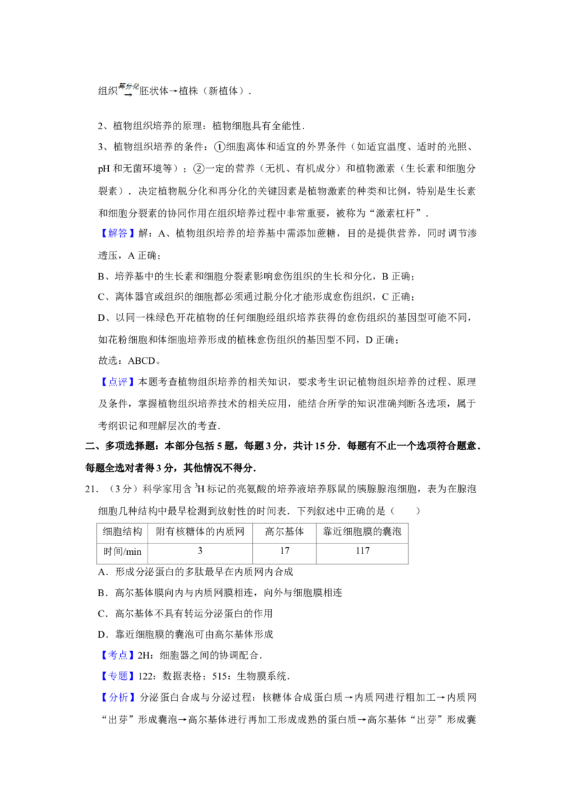 2008年江苏省高考生物试卷解析版_全国卷+地方卷_6.生物_1.生物高考真题试卷_2008-2020年_地方卷_江苏高考生物07-20_A4word版