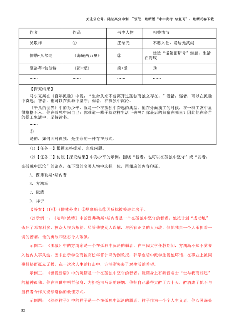 专题04《海底两万里》真题精练（综合题）（解析版）－备战2024年中考语文名著阅读知识（考点）梳理+真题演练_02中考总复习（2026版更新中）_01-语文-中考总复习_2024年中考资料