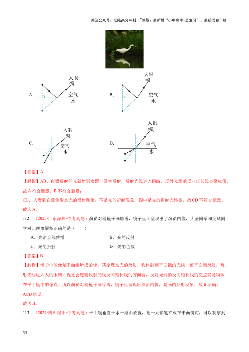 专题02光现象（一）（全国通用）（解析版）_02中考总复习（2026版更新中）_04-物理-中考总复习_2026年中考复习（更新中）_好题汇编三年（2023-2025）中考物理真题分类汇编（全国通用）