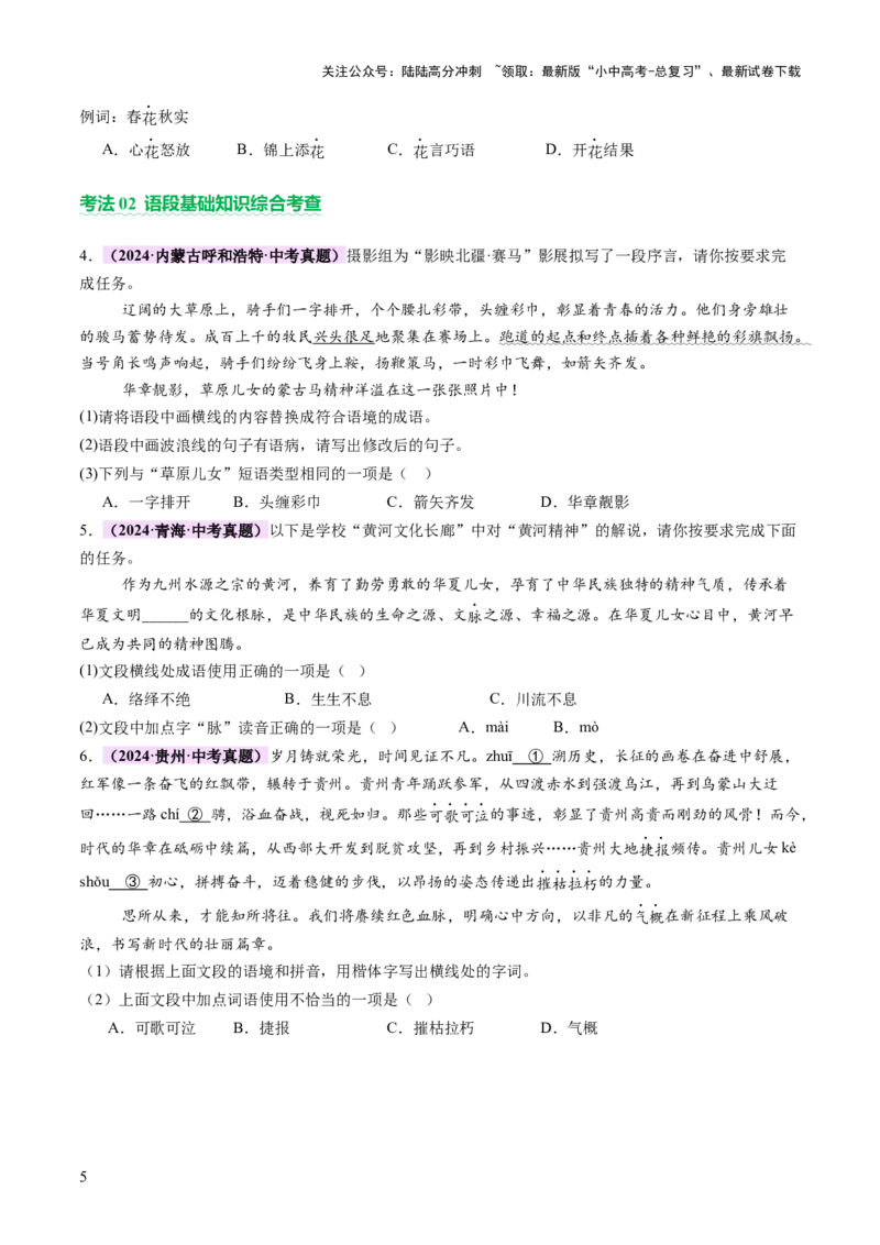 专题02词语（理解、辨析、运用）（讲练）（原卷版）_02中考总复习（2026版更新中）_01-语文-中考总复习_2025年中考资料_2025中考二轮课件ppt+讲义+练习语文_讲义练习