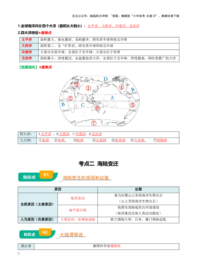 专题02陆地和海洋-2025年中考地理知识点梳理（背诵版）_02中考总复习（2026版更新中）_09-地理-中考总复习_2025中考地理复习资料_2025年中考地理知识点_挖空版+背诵版