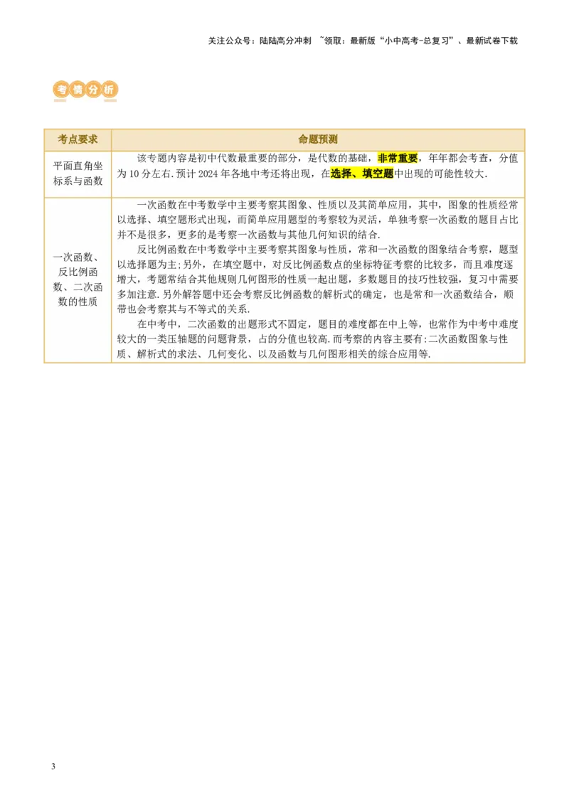 专题02函数及其性质（讲练）（原卷版）_02中考总复习（2026版更新中）_02-数学-中考总复习_2024年中考复习资料_一轮复习资料_❤综合复习❤
