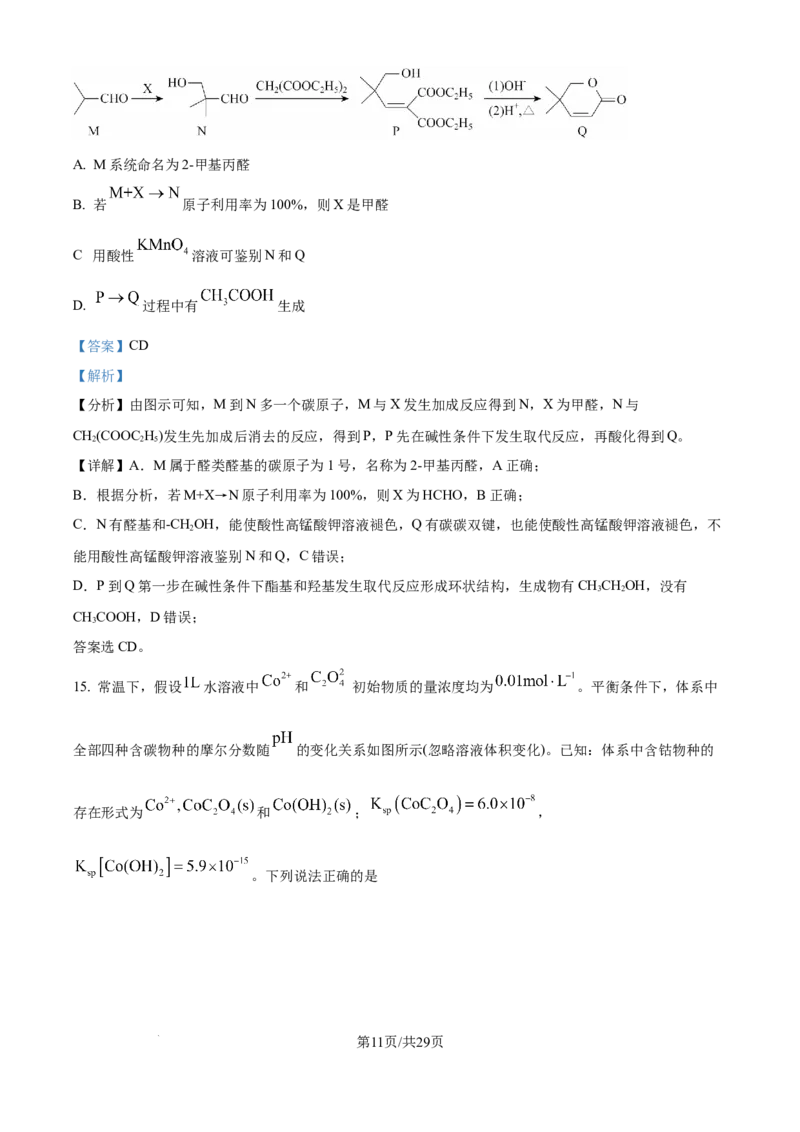2025年山东高考真题化学试题（解析版）_2025全国各省高考真题+答案_24、山东卷（物理、政治、化学、历史、生物、地理）_参考版本2