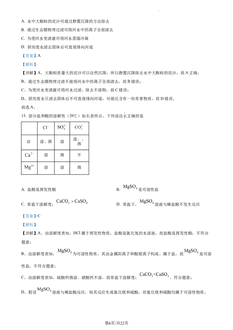 精品解析：2023年江苏省苏州市中考化学真题（解析版）_江苏省中考_01江苏省13市中考历年真题2008-2025新_、中考全套_江苏省中考历年真题_江苏省中考化学2008-2024